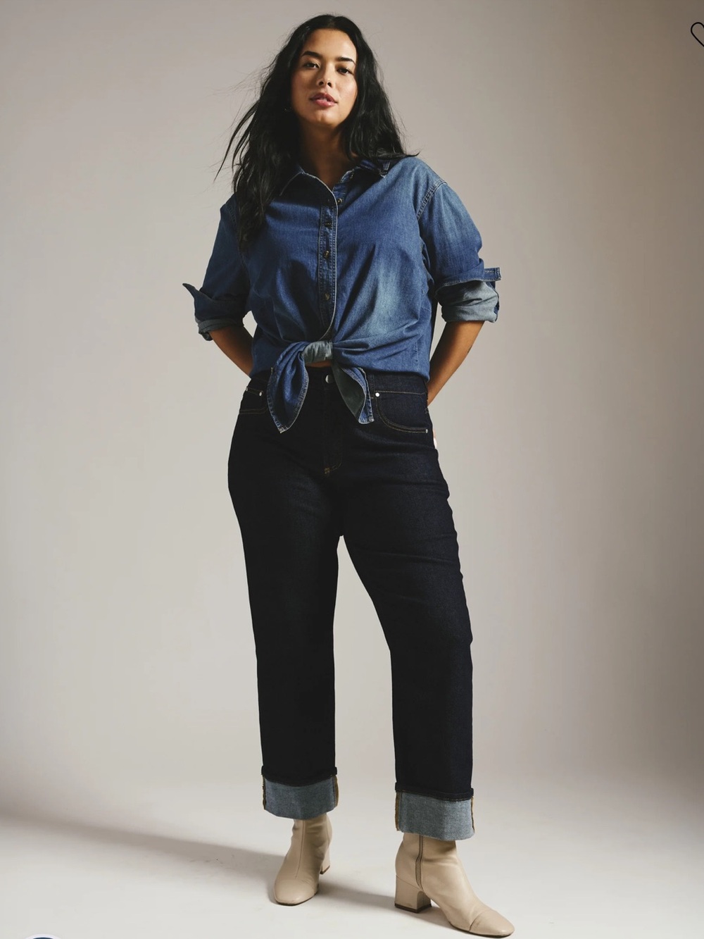 Universal Standard Stevie High Rise Cuffed Straight Leg Jeans size 12 Selvedge